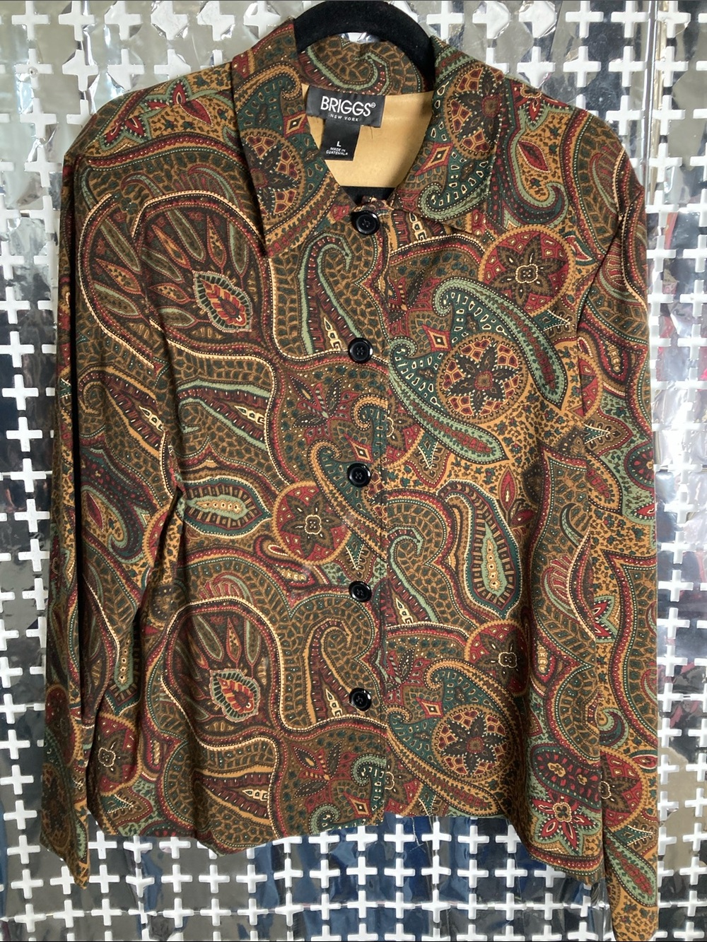 Briggs New York Paisley Button-Front Jacket in Green, Brown & Rust